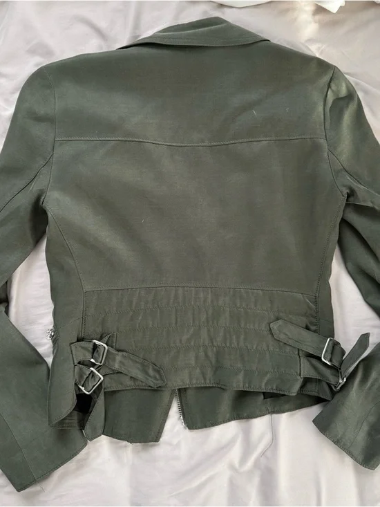Club Monaco Olive Green Suede Moto Jacket - Picture 2 of 2